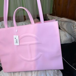Large telfar bubblegum shopping bag
